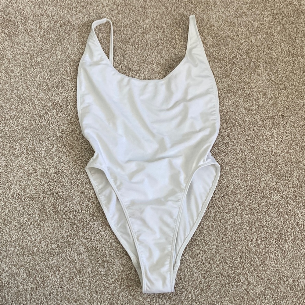 American Apparel white one piece swim suit
